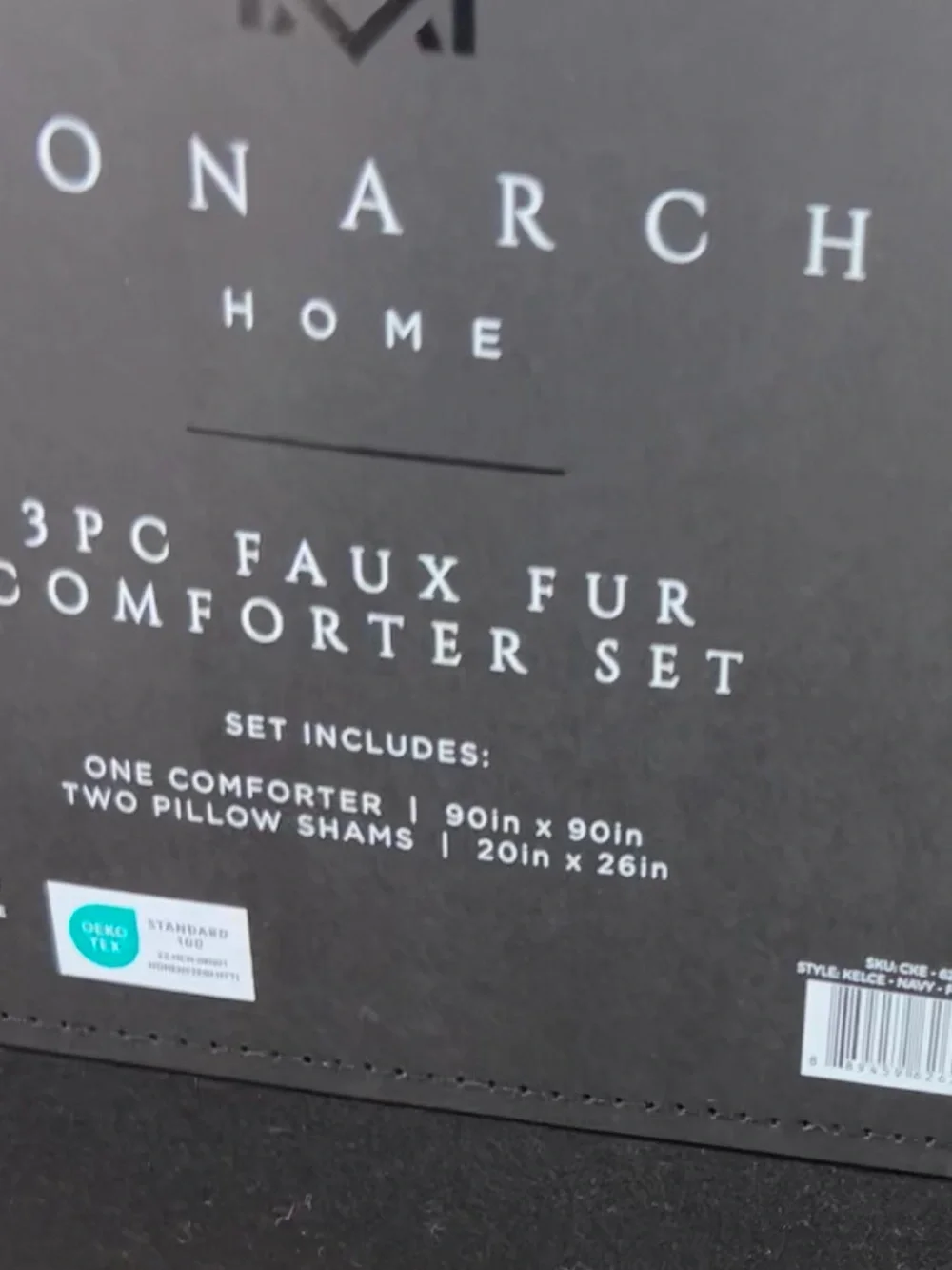 Monarch Home Faux Fur Queen Navy Blue Comforter Set 90”x90”